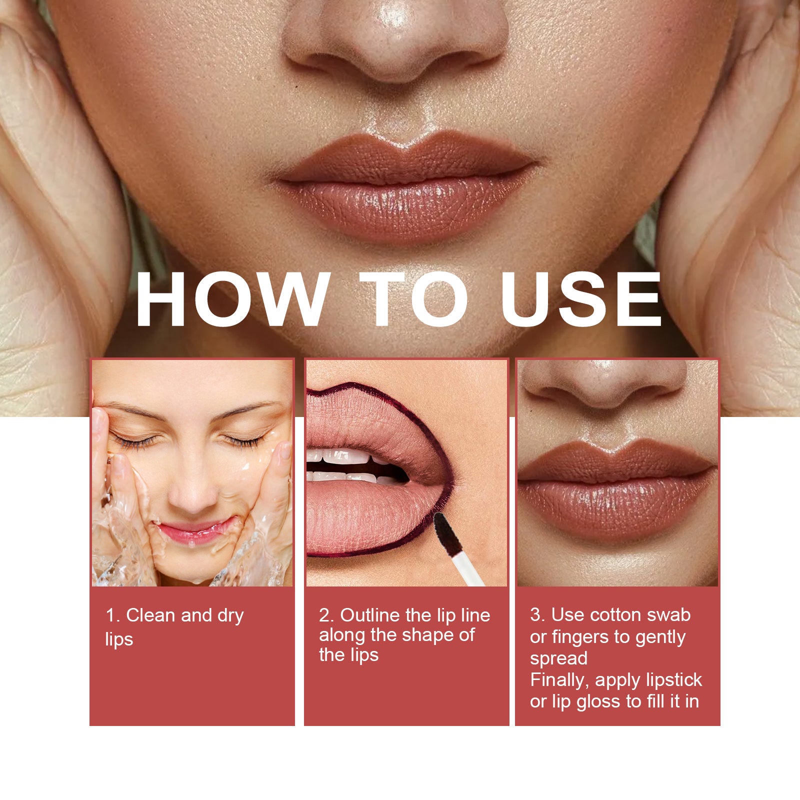 Tattoo Liner, Outline Lip Shape And Develop Lip Color Lasting Waterproof And Not Easy To Fade Peeling Lip Liner