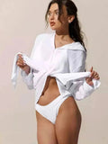 Button Down Hooded Cover-Up