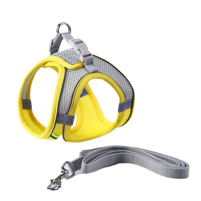 Adjustable Reflective Breathable Mesh Pet Harness for Cats and Dogs with Leash for Outdoor Use