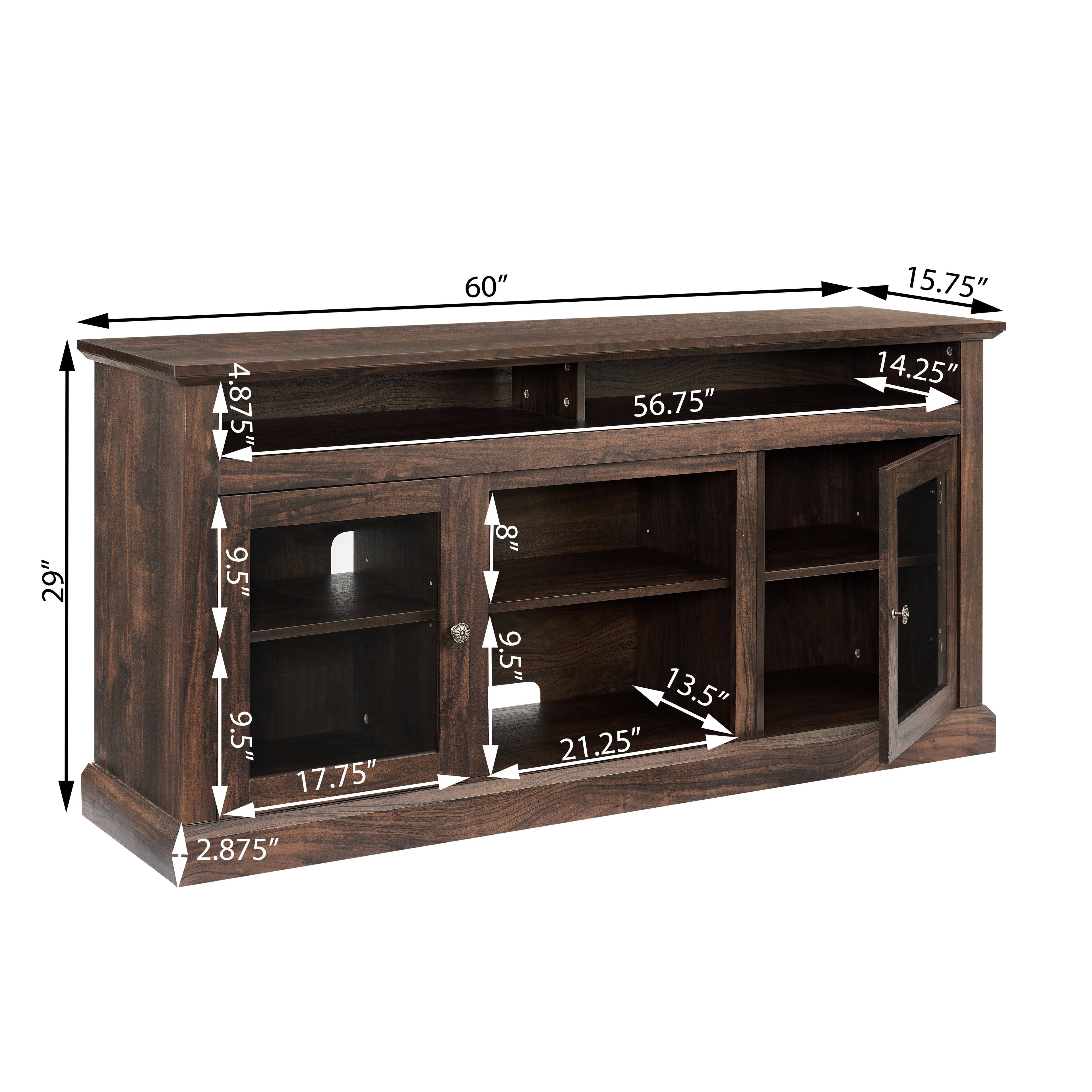 Contemporary TV Media Stand Modern Entertainment Console Brown