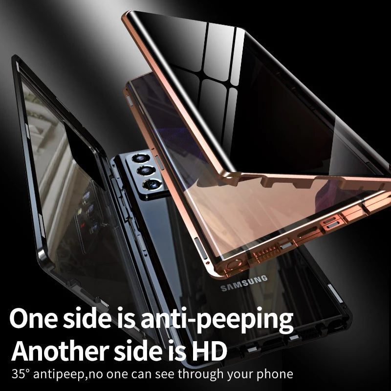 For Samsung Note20U Anti Peeping Privacy Glass Case Protect Phone Case S21Ultra Magnetic S21 Metal Cover