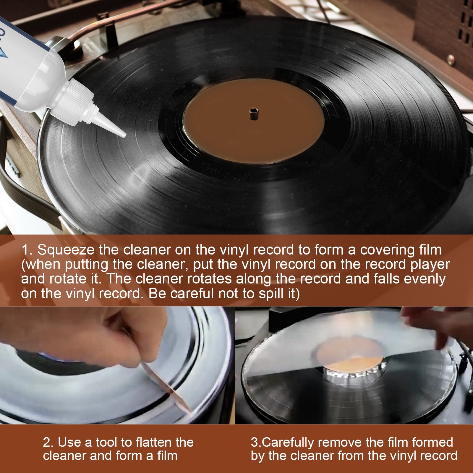 Vinyl Record Cleaner Removes Dirt Track Cleaner Removes Oil Removes Dirt Removes Anti-Static Carbon Fiber