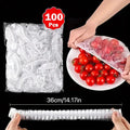 100-Piece Disposable Food Covers | Stretchable Plastic Wrap Bowl Covers for Fresh-Keeping