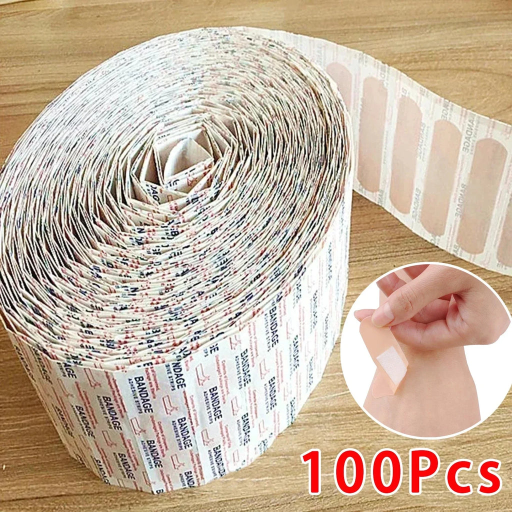 100 Piece Waterproof Adhesive Bandages – Breathable Hemostatic First Aid Strips