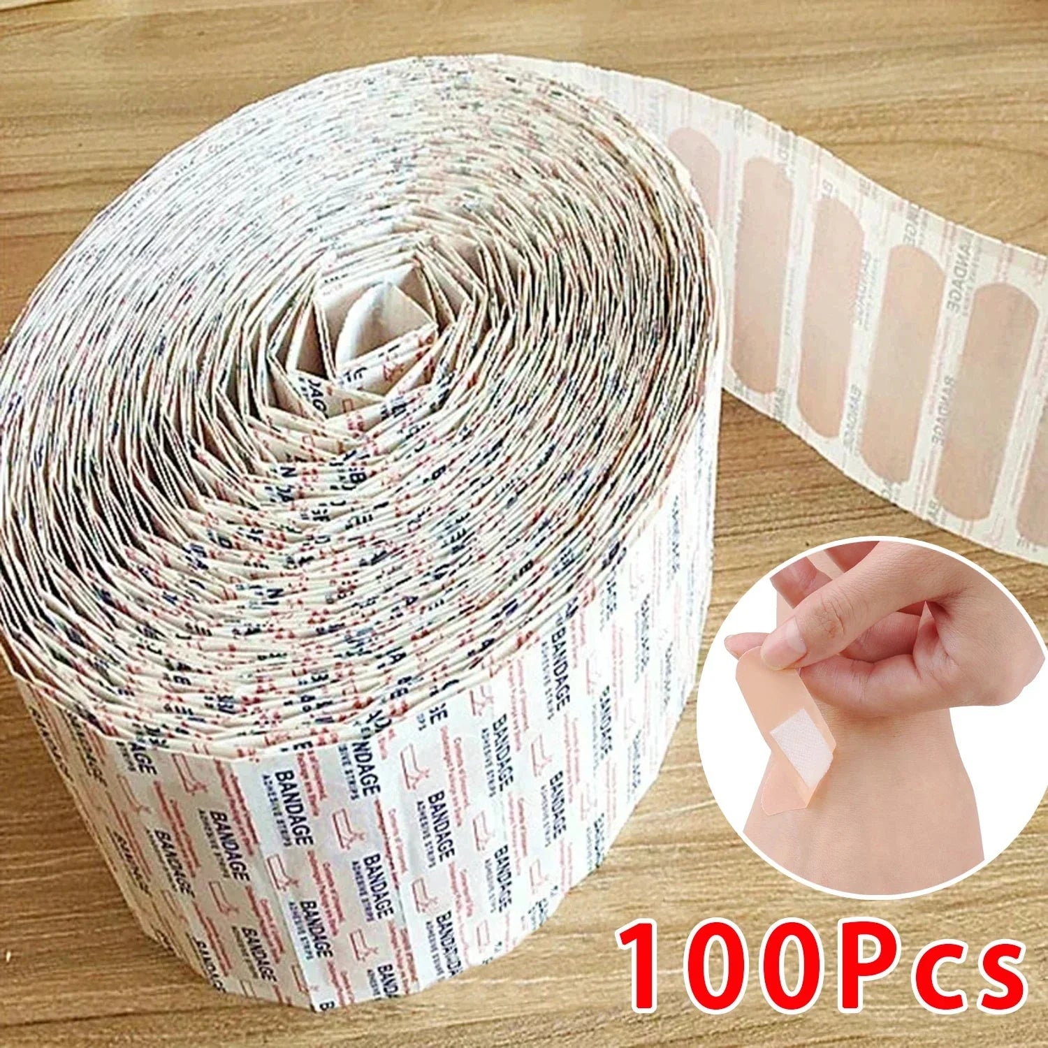 100 Piece Waterproof Adhesive Bandages – Breathable Hemostatic First Aid Strips