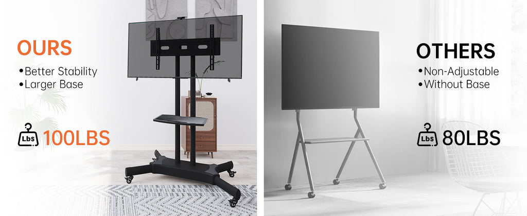 FANCO Universal Rotating TV Stand, suitable for 32-80 inch TVs, with adjustable tilt height and maximum VESA 600x400mm (black)