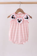 Pink character embroidery gingham bubble
