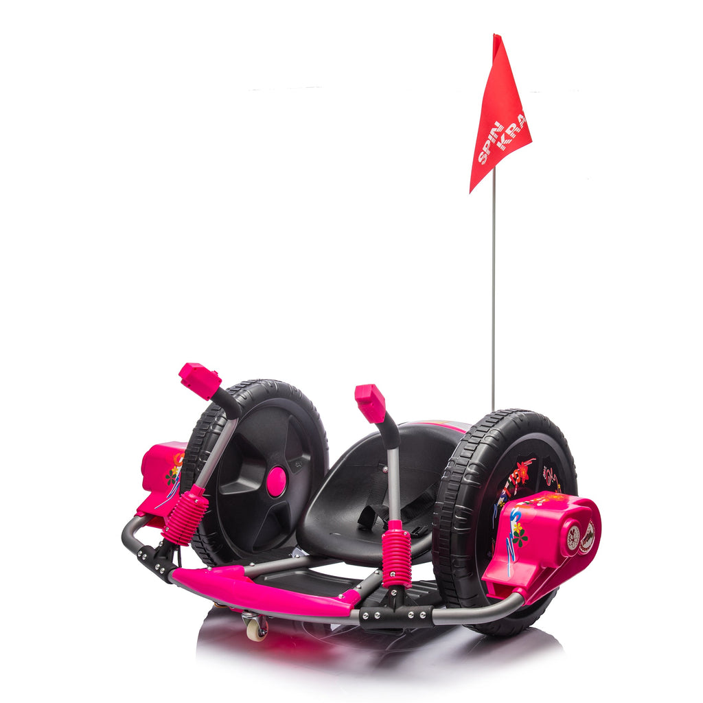 12V Kids Ride On Electric Toy,2WD,16'' exaggerated wheel,Dual handle control for 360 degree flexible steering and rotation