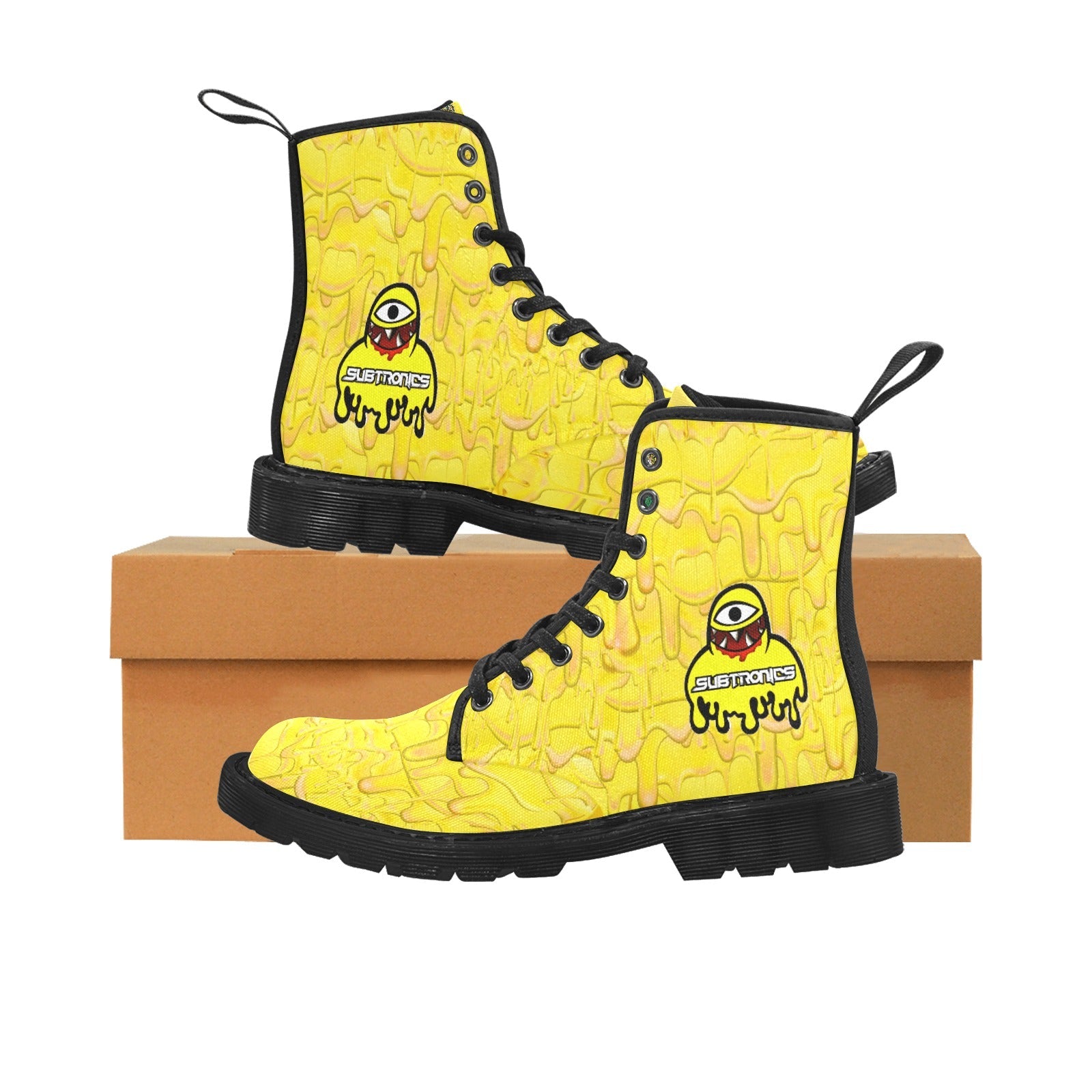 EDM Artist Logos Women's Lace Up Canvas Boots No-Slip Shoes for Hiking Camping Festivals