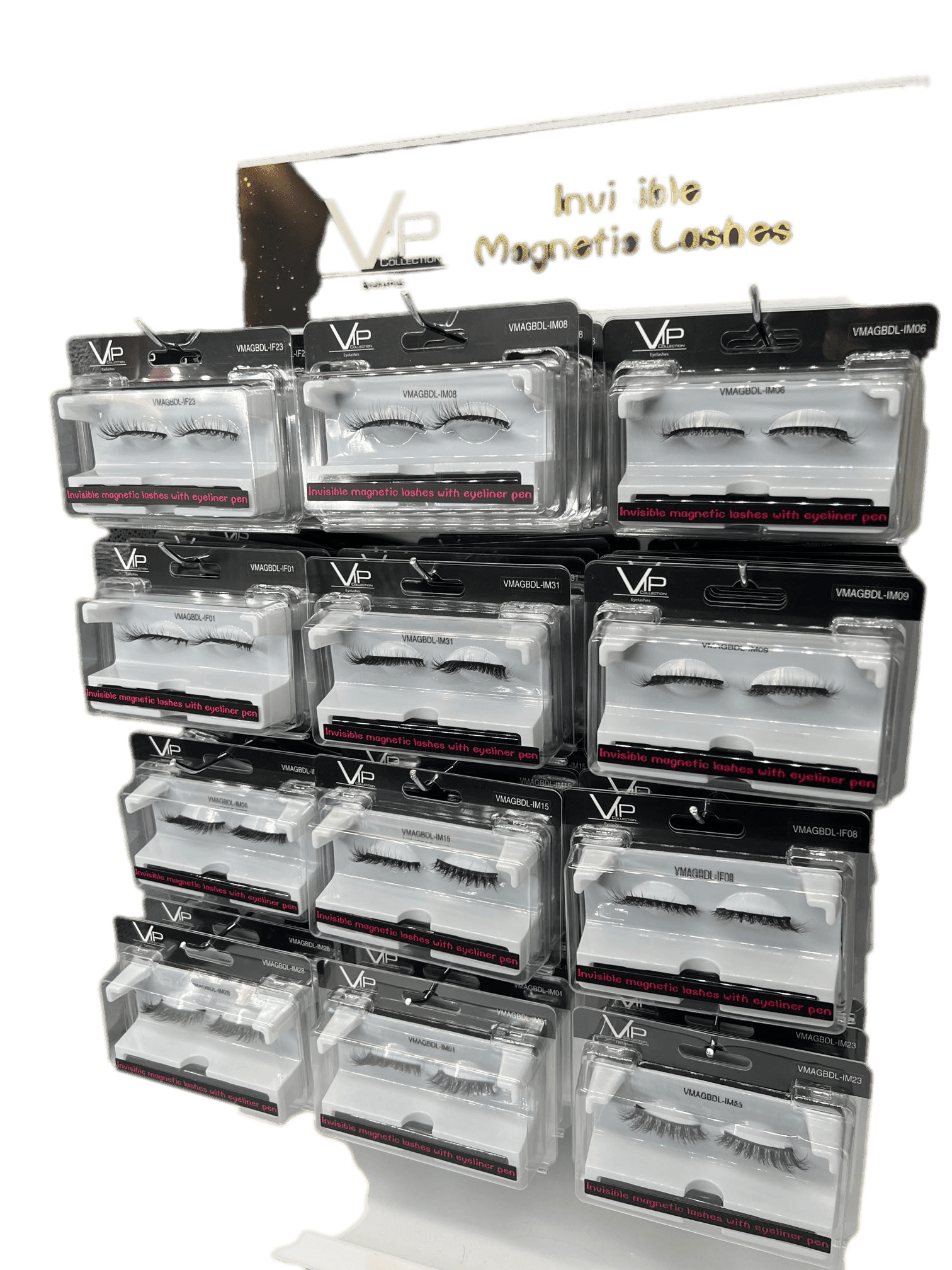 12 Slots -Display with Magnetic Lashes with eyeliner