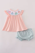 Pink embroidery bloomer set