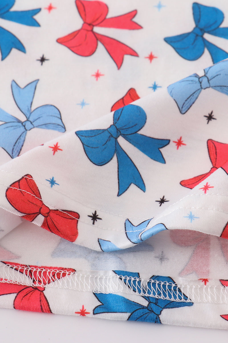 Bow applique print mom&me dress