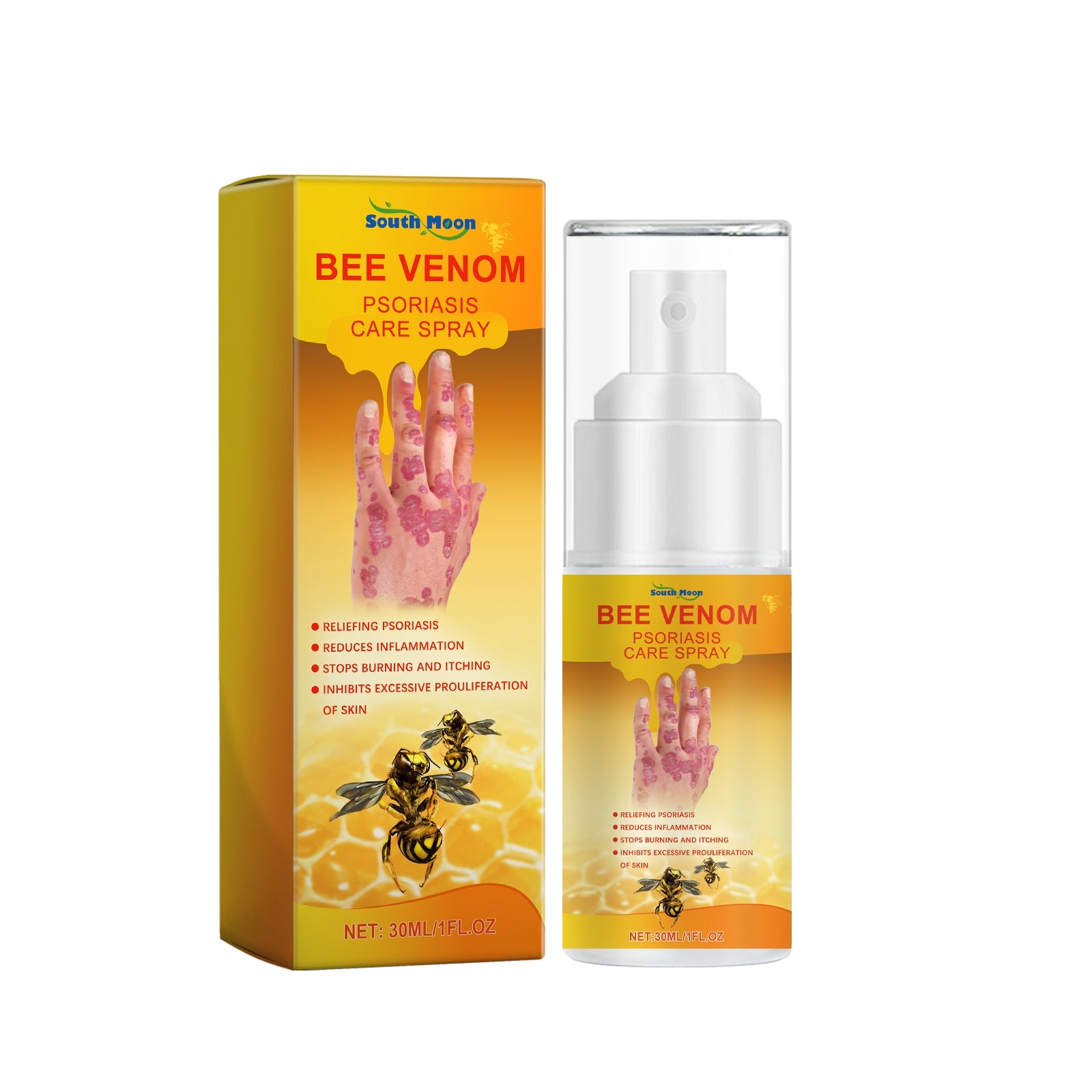 Bee Venom Psoriasis Care Spray, Soothing Skin Irritation Repair Moisturizing And Tender Skin Care Spray