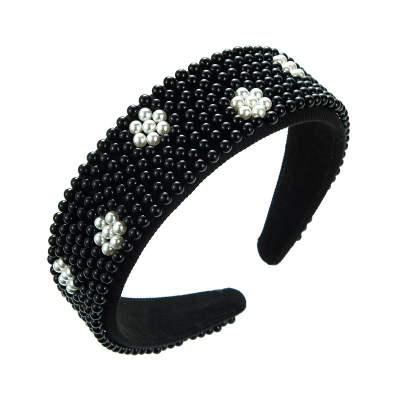 New Fashion Full Pearl Wide Edge Shampoo Headband Pressed Hair Ornament