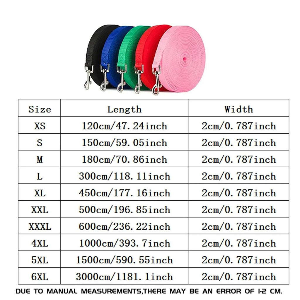 16.40 ft Nylon Dog Training Leash – Long Walking and Traction Rope