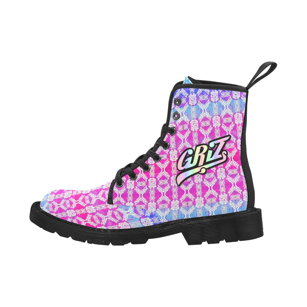 EDM Artist Logos Women's Lace Up Canvas Boots No-Slip Shoes for Hiking Camping Festivals