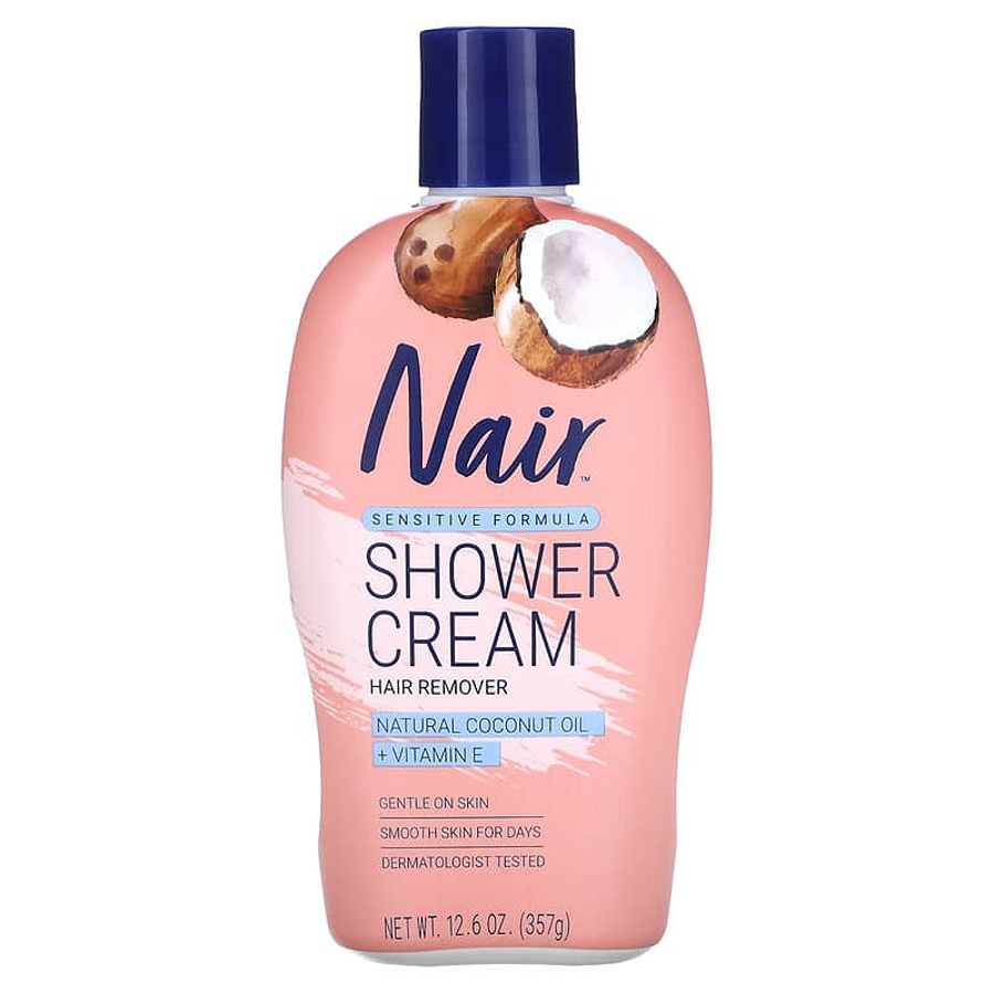 Nair Hair Remover Sensitive Formula Shower Power With Coconut Oil And Vitamin E - 12.6oz