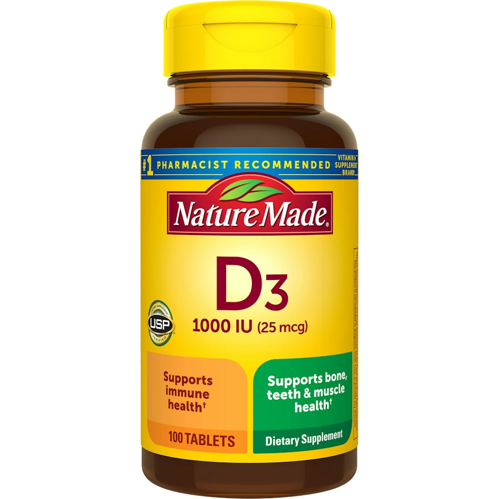 Nature Made Vitamin D3 1000 IU 100 Tablets 25 Mcg