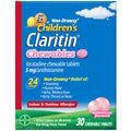 Children's Claritin 24-Hour Non-Drowsy Allergy Relief, 5mg Loratadine, Bubble Gum Flavor, 30 Chewable Tablets