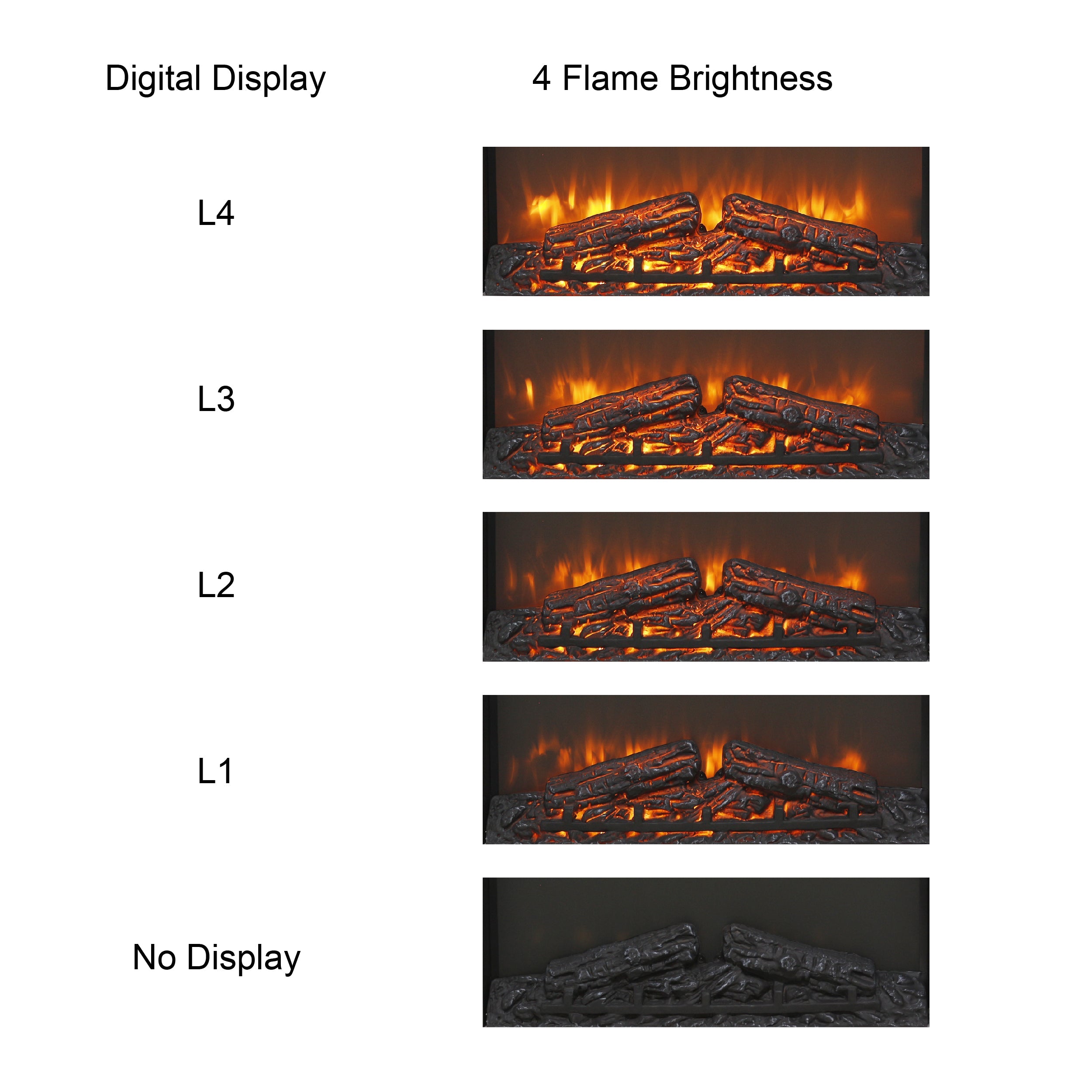 23 inch electric fireplace insert ultra thin heater with log set & realistic flame remote control