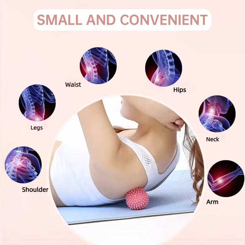 Durable sport massage ball. Spiky design for myofascial release, deep - tissue work, trigger points, muscle recovery & pain reli