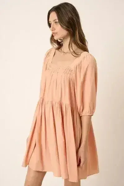 Mittoshop Pintuck Detail Tie Back Mini Dress