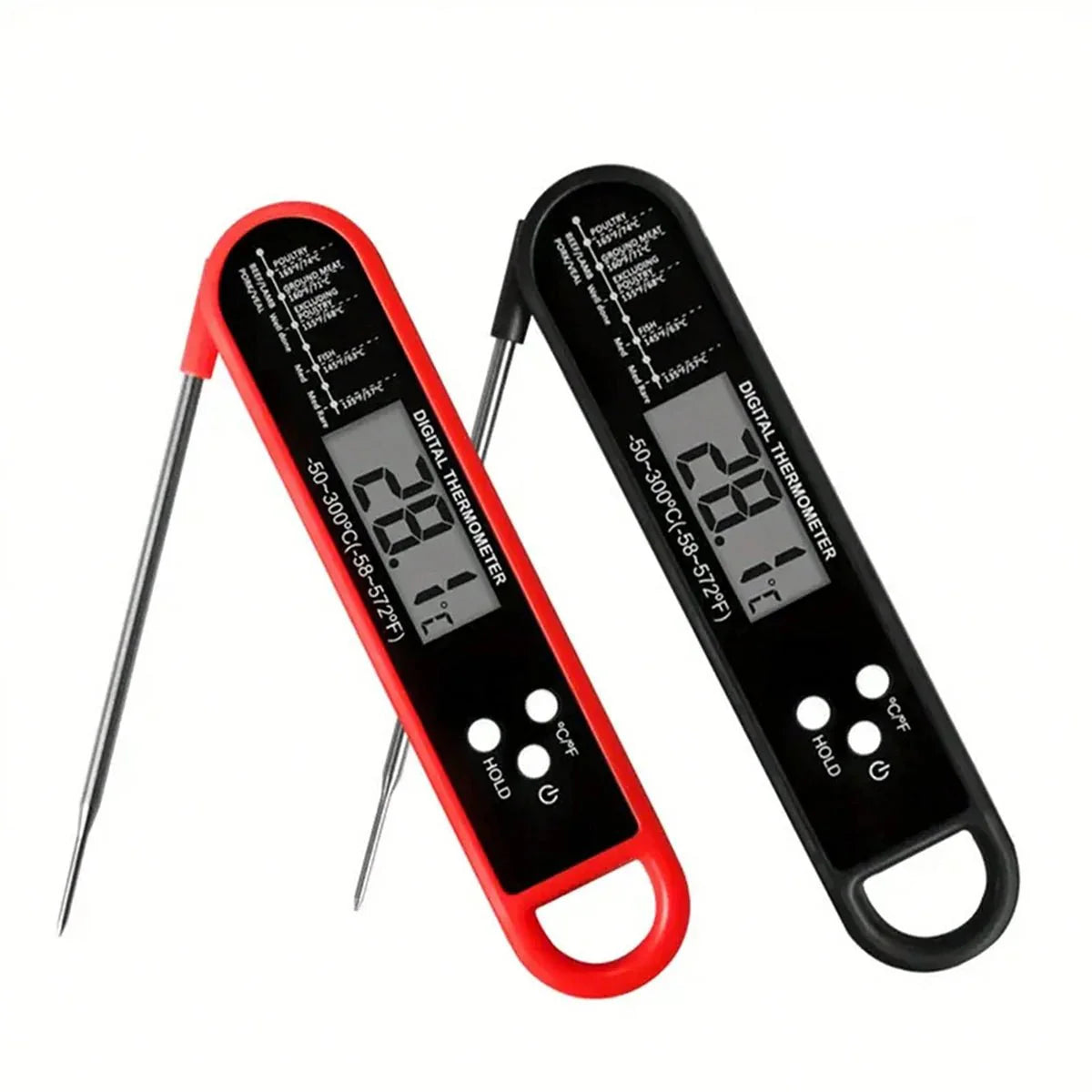 Digital backlit folding BBQ kitchen thermometer
