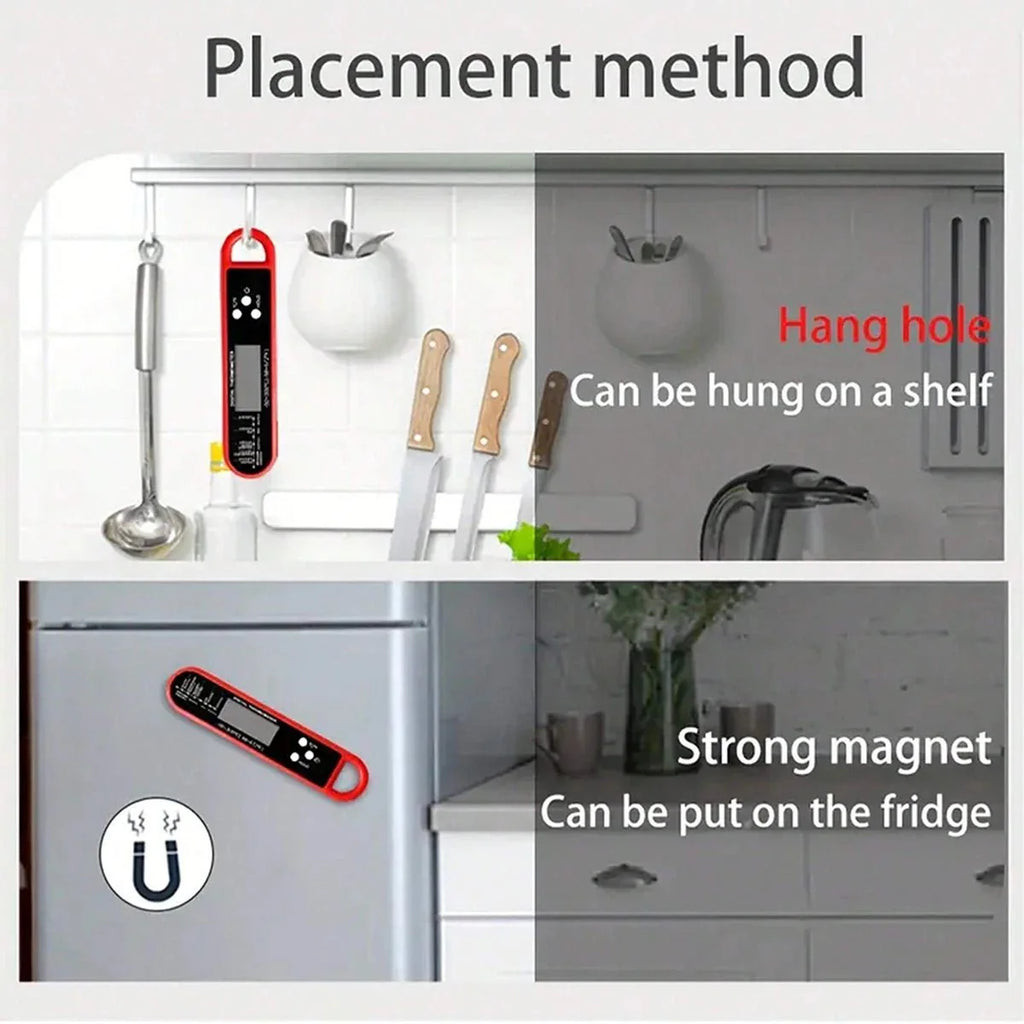 Digital backlit folding BBQ kitchen thermometer