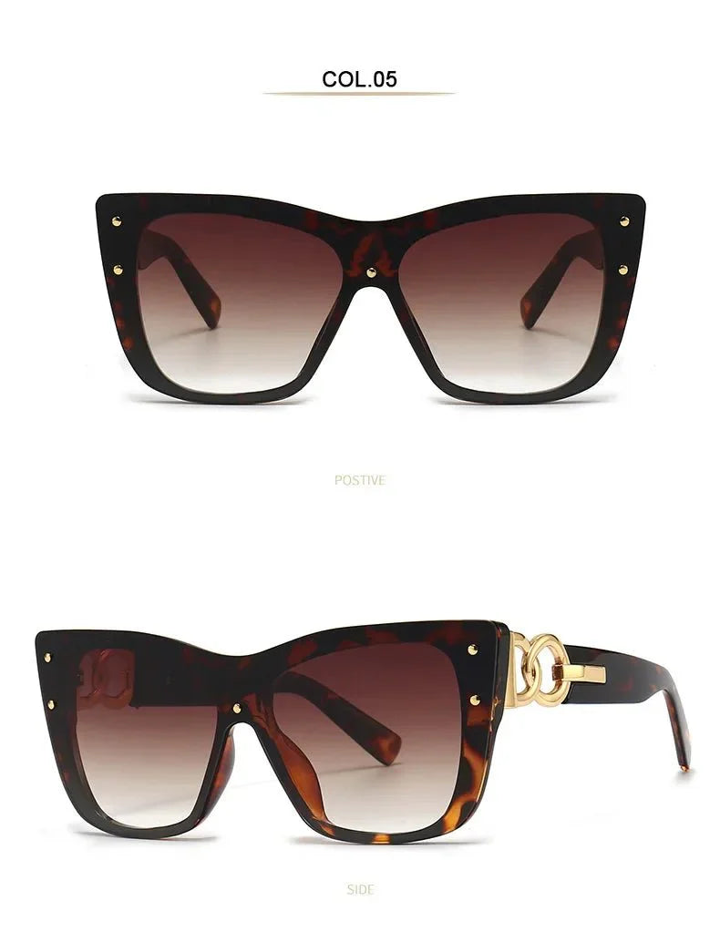 Oversized Cat Eye Sunglasses | Gradient Mirror UV400 Protection