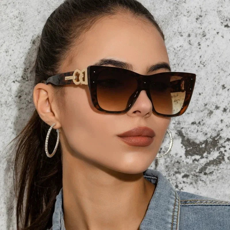 Oversized Cat Eye Sunglasses | Gradient Mirror UV400 Protection