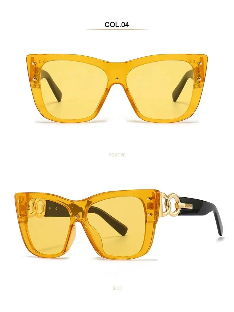 Oversized Cat Eye Sunglasses | Gradient Mirror UV400 Protection