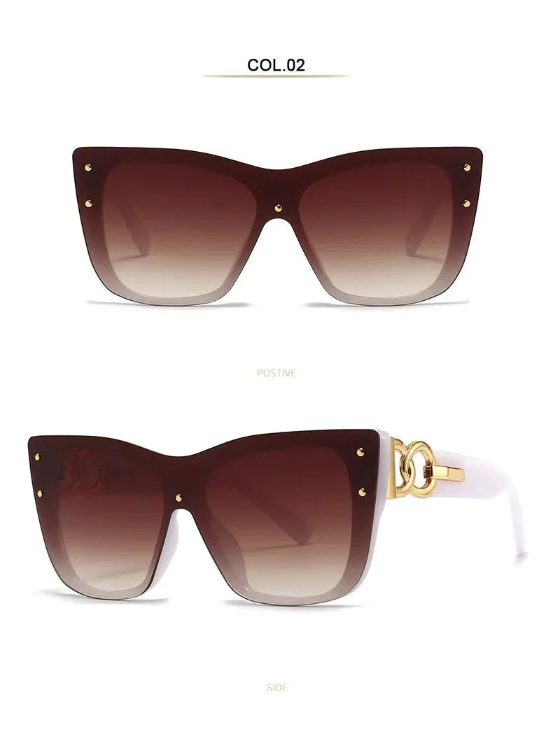 Oversized Cat Eye Sunglasses | Gradient Mirror UV400 Protection