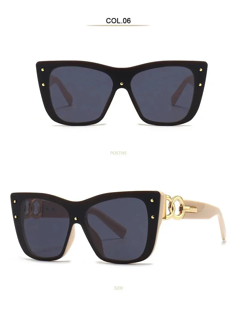 Oversized Cat Eye Sunglasses | Gradient Mirror UV400 Protection