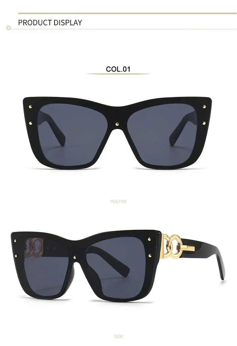 Oversized Cat Eye Sunglasses | Gradient Mirror UV400 Protection
