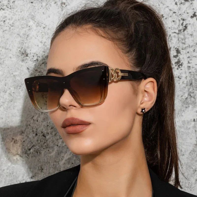 Oversized Cat Eye Sunglasses | Gradient Mirror UV400 Protection