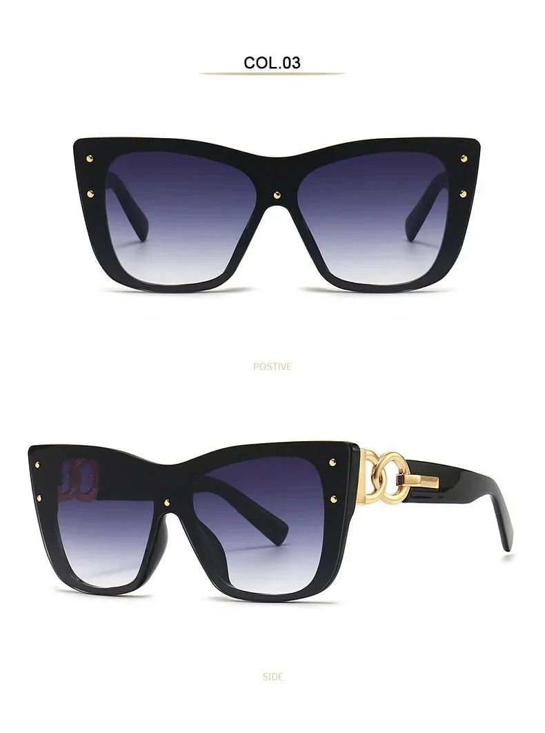 Oversized Cat Eye Sunglasses | Gradient Mirror UV400 Protection