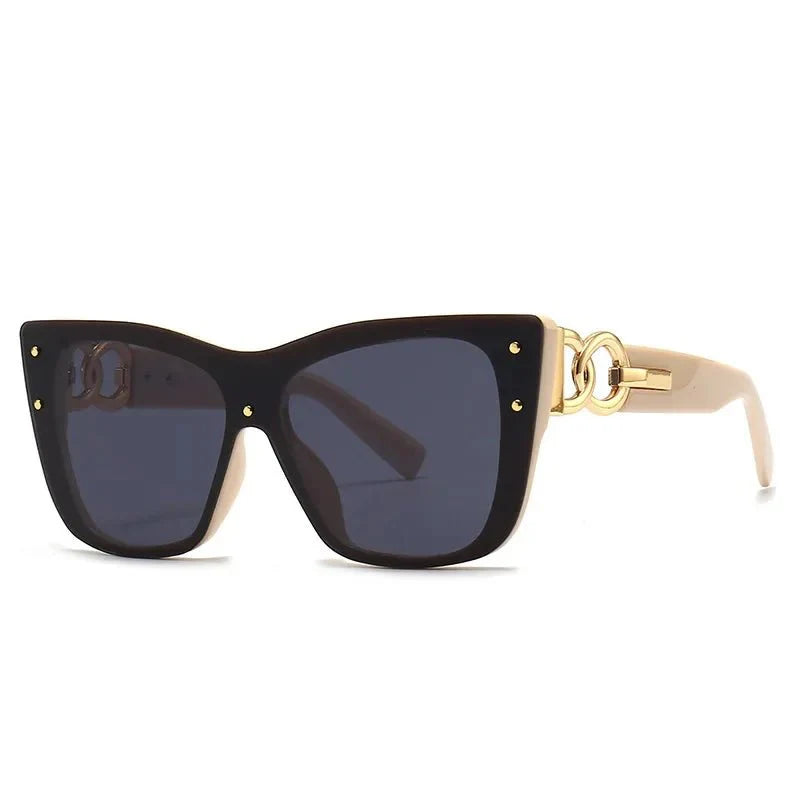 Oversized Cat Eye Sunglasses | Gradient Mirror UV400 Protection