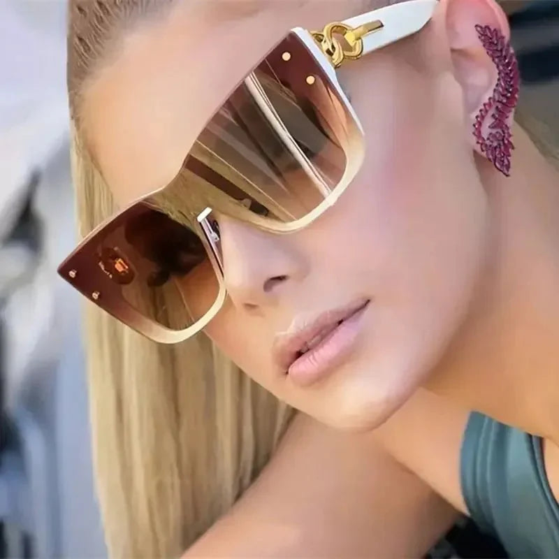 Oversized Cat Eye Sunglasses | Gradient Mirror UV400 Protection