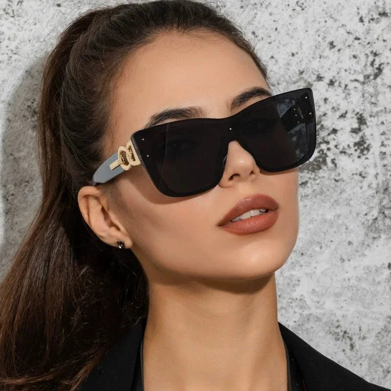 Oversized Cat Eye Sunglasses | Gradient Mirror UV400 Protection