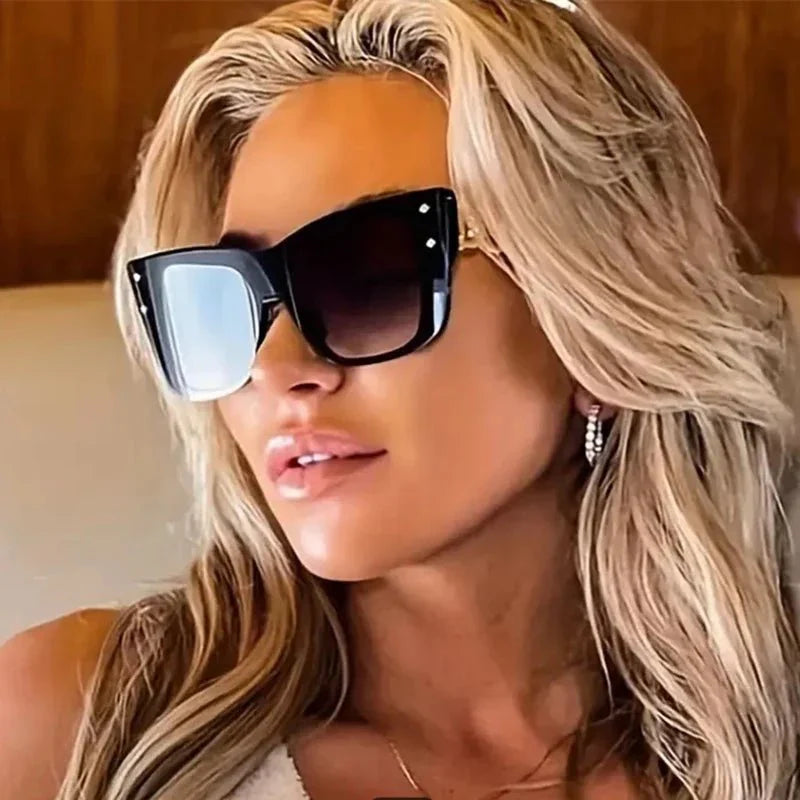 Oversized Cat Eye Sunglasses | Gradient Mirror UV400 Protection