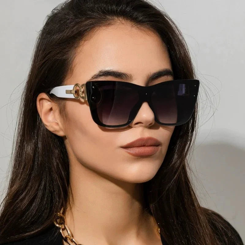 Oversized Cat Eye Sunglasses | Gradient Mirror UV400 Protection
