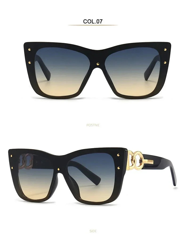 Oversized Cat Eye Sunglasses | Gradient Mirror UV400 Protection