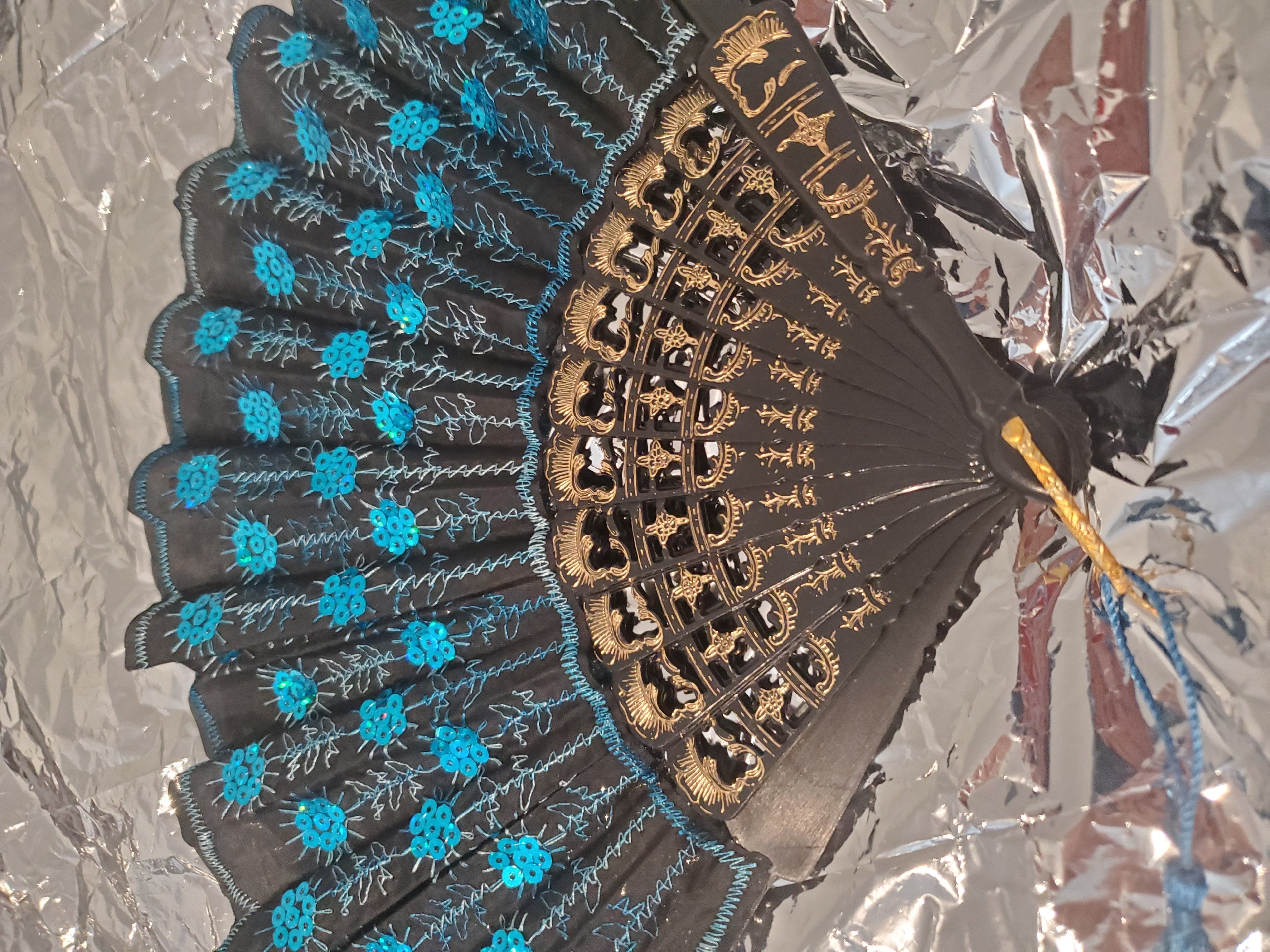 Ornate Folding Festival Fan in 8 Colors