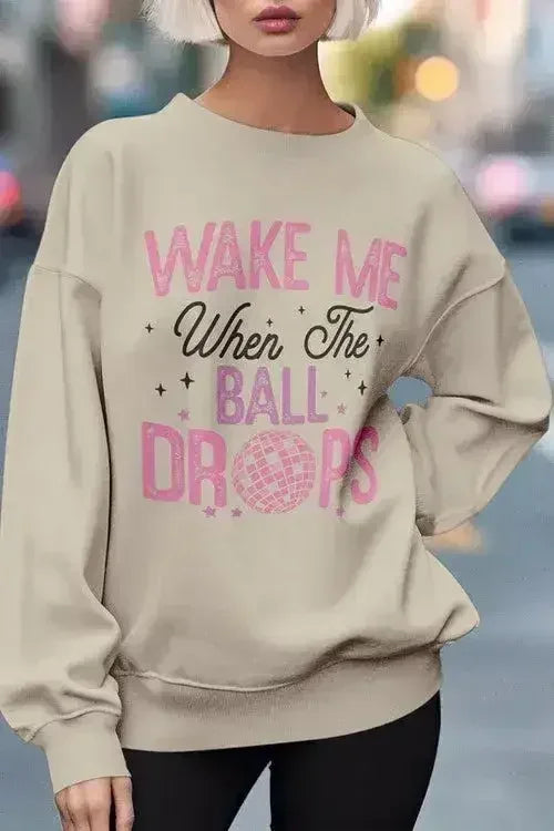New Year Saying Graphic Fleece Sweatshirt