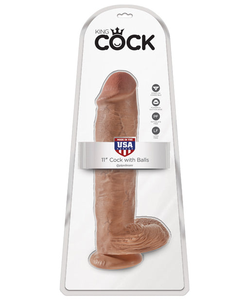 King Cock 11" Cock with Balls - Tan