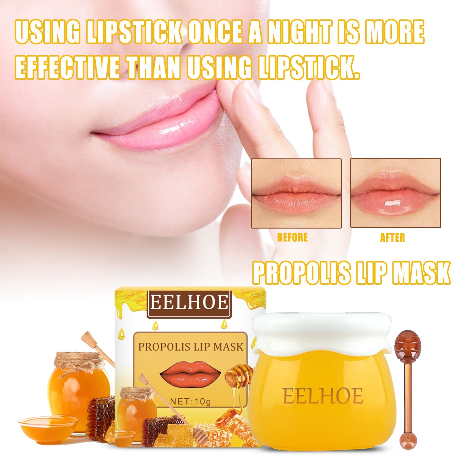 Strawberry Honey Lip Mask With Lip Brush Moisturizing Lip Mask Desalt Lip Color Moisturize Light Lip Lines Are Not Greasy And Easy To Absorb