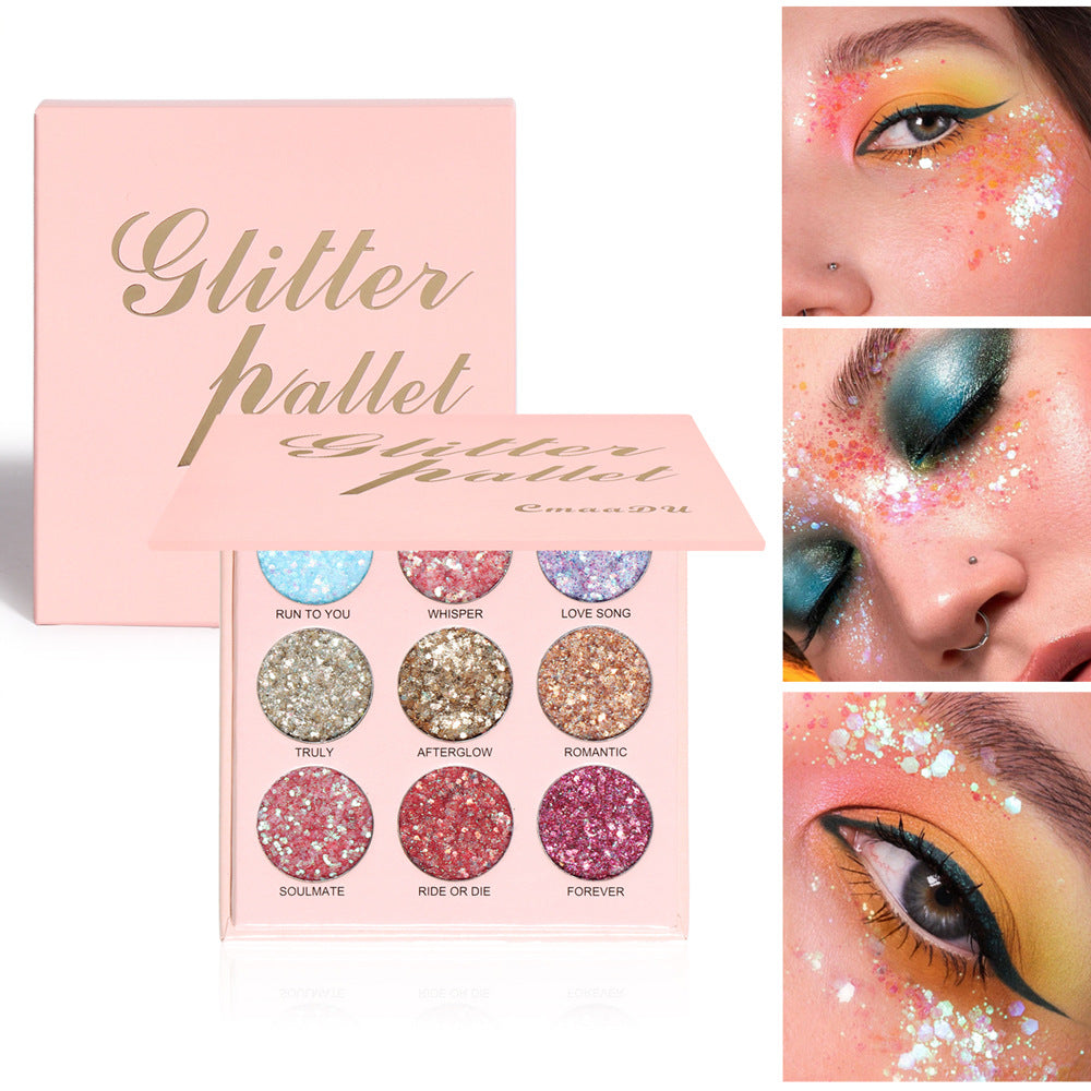 CmaaDu 9 Shades of Glitter Eyeshadow Makeup Matte and Metallic Glitter Glitter Powder
