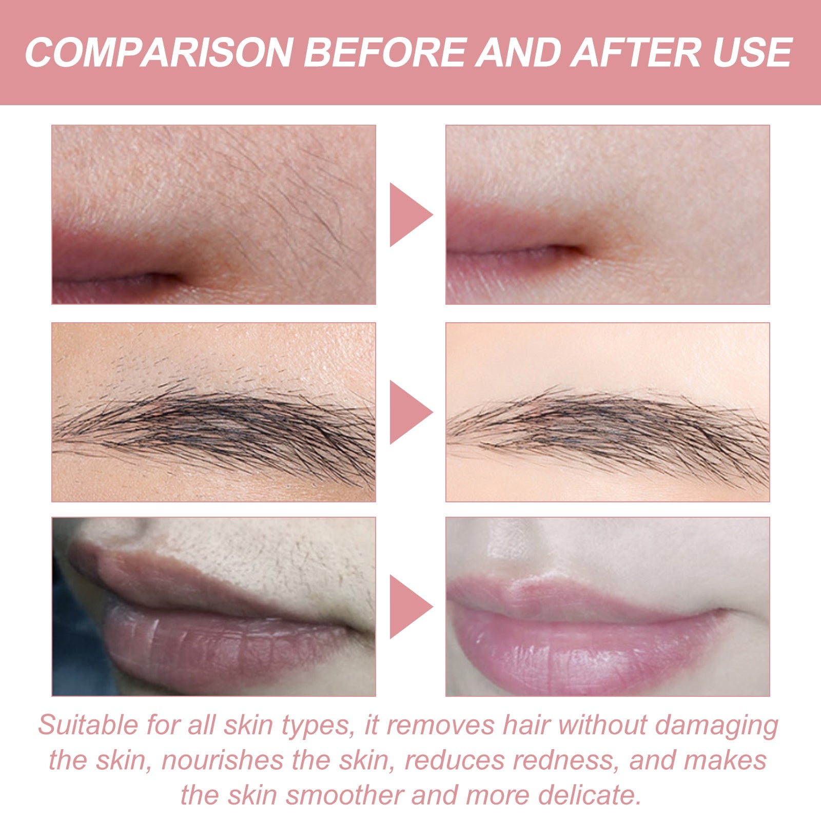 Ouhoe Peach Hair Removal Cream Gentle Non-Irritant Cleaning Ladies Facial Lip Hair Quick Hair Removal Cream