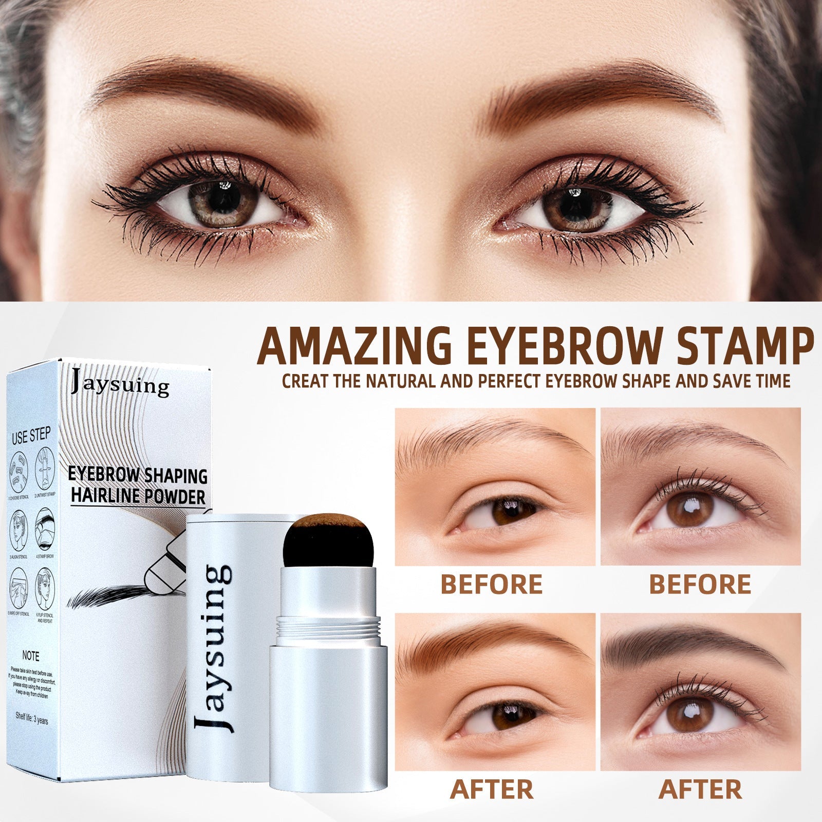 Jaysuing Eyebrow Printing Set Eyebrow Powder Hairline Retouching Eyebrow Shape Portable Hairline Eyebrow Repair Shadow Powder