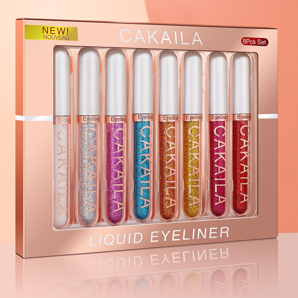 CAKAILA  8 color Matte Glitter Color Liquid Eyeliner Set Long lasting and not smudged